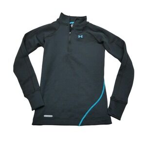 Under Armour Base 3.0 Pullover Womens Small Black 1/4 Zip Thermal Long Sleeve